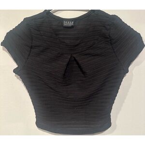 Joyce Leslie Black Cropped Striped Sheer Top